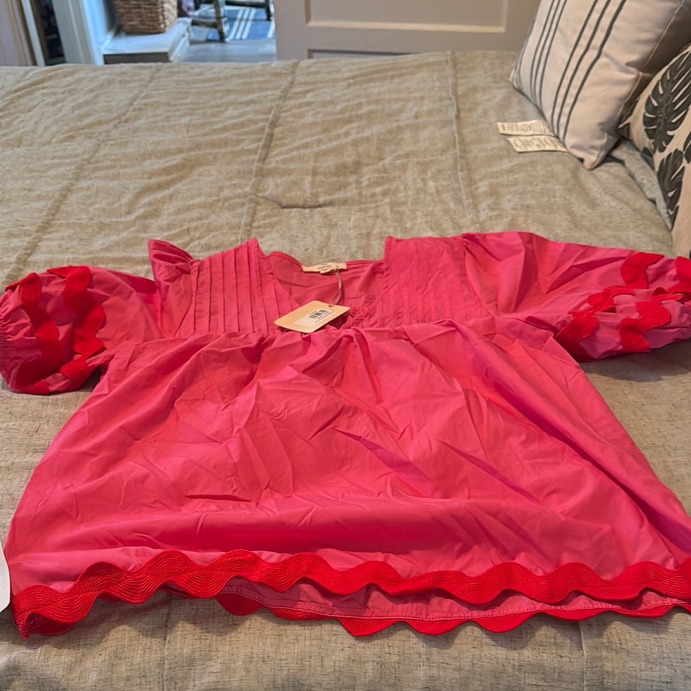 Vibrant Pink and Red Blouse